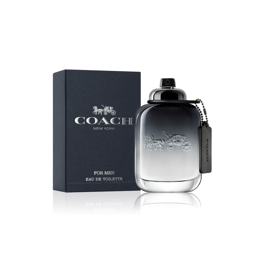 Coach For Men Eau de Toilette takes you on a journey of endless possibilities, evoking a sense of freedom that comes from the energy and spontaneity of New York City.   A modern fragrance which combines fresh, energetic top notes and a skin-like warm sensuality in the amber, woody base notes. Masculine yet refined, the fragrance starts with cool, fresh green Nashi pear, contrasted with spicy cardamom, and finishes with a textured vetiver base note, creating an aromatic, woody scent. 